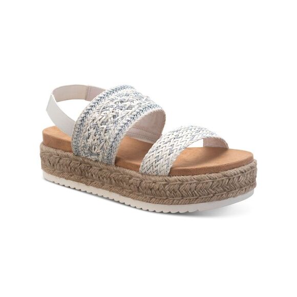 SUN STONE Shoes - SUN STONE Womens White 1" Platform Karli Wedge Slip On Espadrille Shoes 9.5 M